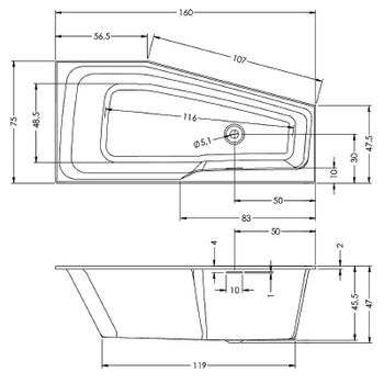 Акриловая ванна Riho Rething Space 160х75 L B112001005 (BR1400500000000) без гидромассажа — фото 3, Акриловые ванны