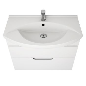 Тумба LAGUNA PLUS, 105 см, подвесная/напольная, 2 ящика, с опорами, белый глянец — фото 10, Тумбы под раковину