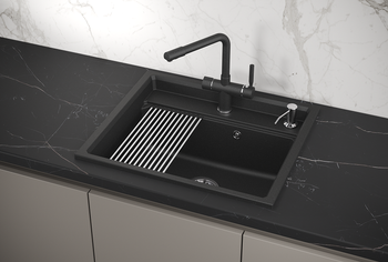 Granula-KS-6003, ЧЁРНЫЙ, кухонная мойка, кварц — фото 2, Кухонные мойки