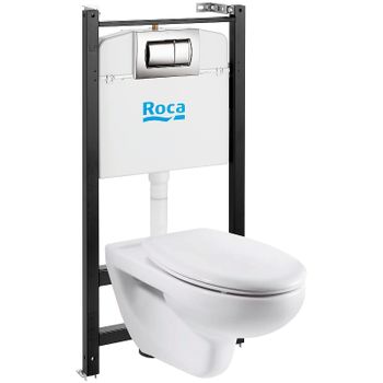 Комплект унитаза с инсталляцией Roca Victoria 893100000 с сиденьем Микролифт и клавишей смыва Хром — фото 1, Комплекты унитаз + инсталляция