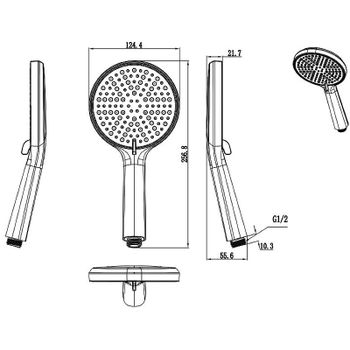 Ручной душ Raglo R450.50.09 Графит — фото 2, Лейки для душа