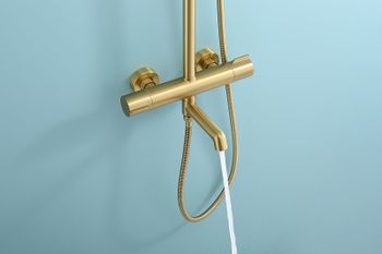 Душевая система Raglo R20.26.03 с термостатом Золото матовое — фото 19, Душевые стойки
