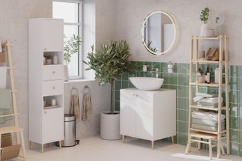 Тумба LUNO, 60см, напольная, 2дв., белый глянец, под ум. Триумф — фото 8, Тумбы под раковину