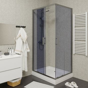 Душевой уголок Parly QZ71S 100х195 7262 профиль Хром стекло тонированное — фото 4, Прямоугольные душевые уголки