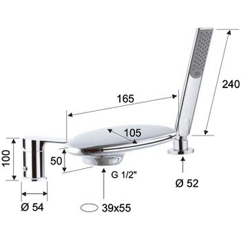 Смеситель на борт ванны Remer Infinity I07UFBG Золото брашированное — фото 2, Смесители на борт ванны