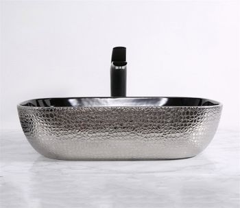 Раковина-чаша CeramaLux 50 D1302H020 Серебро Черная — фото 6, Раковины накладные