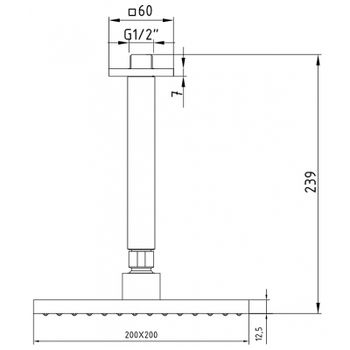 Верхний душ E.C.A. Tiera 102145032C1EX Черный матовый — фото 2, Верхние души