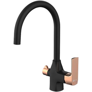 Смеситель для кухни Lemark Ursus LM7261BLR Черный матовый Золото — фото 1, Смесители для кухни