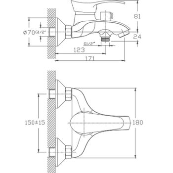 Смеситель для ванны Haiba HB6001 Хром — фото 2, Смеситель для ванны