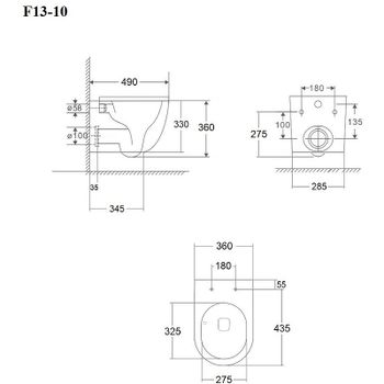 Унитаз Bond Oval F13-10 подвесной с сиденьем Микролифт — фото 2, Подвесные унитазы