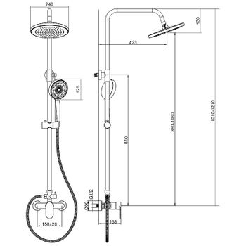 Душевая система Bond B01-8188 Черная матовая — фото 2, Душевые стойки