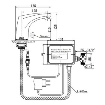 Смеситель для раковины Raiber Sensor RSF88121 Хром — фото 2, Смесители для раковины