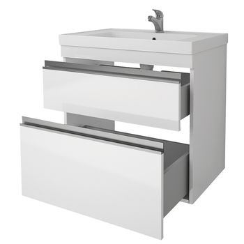 Тумба GRACE PLUS, 60 см, подвесная/напольная, 2 ящика, с опорами, белый глянец — фото 3, Тумбы под раковину