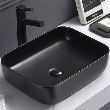 Раковина-чаша CeramaLux 50 2105B Черная глянцевая — фото 1, Раковины накладные