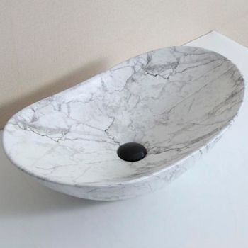 Раковина-чаша CeramaLux 63 1575 Белый мрамор — фото 1, Раковины накладные