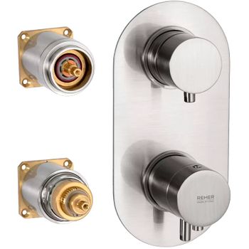 Смеситель для душа Remer Minimal Thermo NT92KBNP с термостатом Никель брашированный — фото 4, Смеситель для душа
