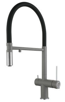 Rivelato Смеситель для кухни Adria U-обр. гибкий излив с краном питьевой воды D-35мм grigio metalliz — фото 1, Смесители для кухни