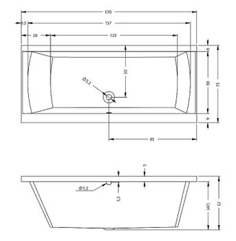 Акриловая ванна Riho Julia 170x75 B011001005 (BA5300500000000) без гидромассажа — фото 3, Акриловые ванны