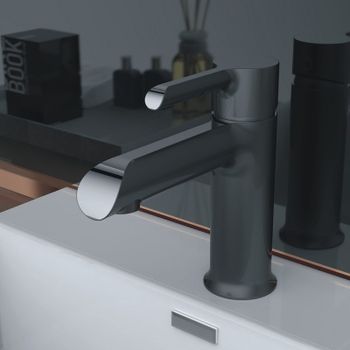 Смеситель для раковины Haiba HB12805-7 с гигиеническим душем Черный матовый Хром — фото 3, Смесители для раковины