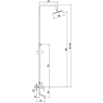 Душевая система Haiba HB24807 Нержавеющая сталь — фото 2, Душевые стойки
