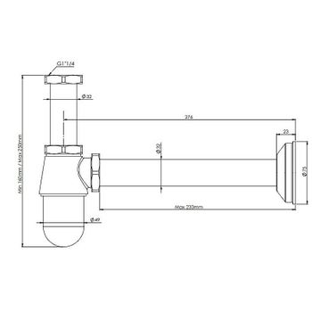 Сифон для раковины Remer 970114NO Черный матовый — фото 2, Сифоны для раковины