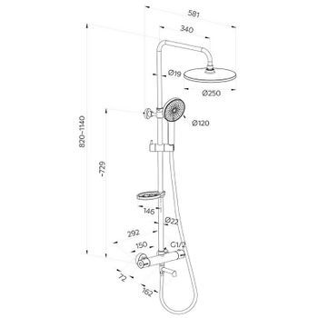 Душевая система Milardo Ideal Spa ILSBLTHM06 с термостатом Черная матовая — фото 9, Душевые стойки