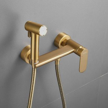 Гигиенический душ со смесителем Haiba HB5516-5 Золото матовое — фото 3, Гигиенические души