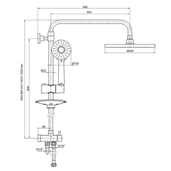 Душевая система E.C.A. Myra 102158030EX Хром — фото 2, Душевые стойки