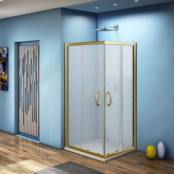 Душевой уголок Good Door Jazze 100x100 CR-100-C-G профиль Золото стекло прозрачное — фото 2, Квадратные душевые уголки