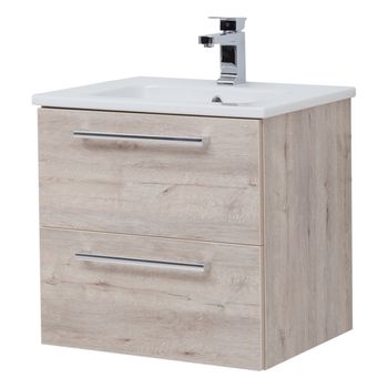 Тумба GIO, 60 см, подвесная, 2 ящика, дуб кантри — фото 1, Тумбы под раковину