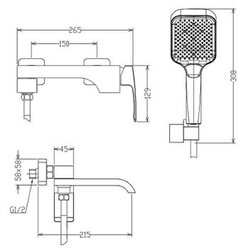 Смеситель для ванны Raglo R02.30.09 Графит матовый — фото 8, Смеситель для ванны