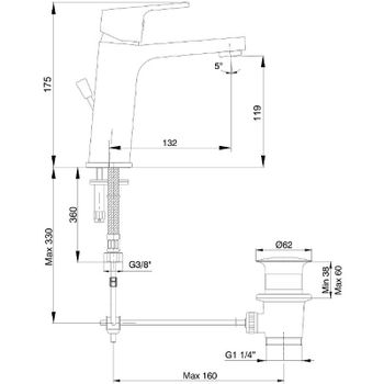 Смеситель для раковины E.C.A. Tiera 102188012EX Хром — фото 2, Смесители для раковины