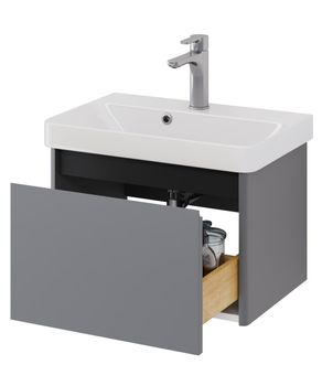 Тумба Luxury, 55 см, подвесная, 1 ящик, серый базальт — фото 9, Тумбы под раковину