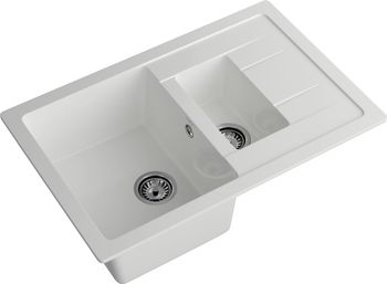 GRANFEST Мойка QUADRO 775KL 1,5-чаши+крыло 765*495мм иней арт.GF- — фото 1, Кухонные мойки