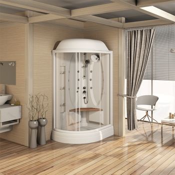 Душевая кабина Radomir Гранд 123x93 R 1-05-1-2-0-1160 профиль Белый стекло прозрачное — фото 6, Душевые кабины