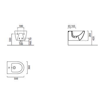 Биде GSI Pura 8864111 подвесное Белое — фото 2, Биде подвесные