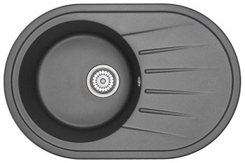 Granula-7601, ЧЁРНЫЙ, кухонная мойка, СтандАРТ кварц — фото 1, Кухонные мойки