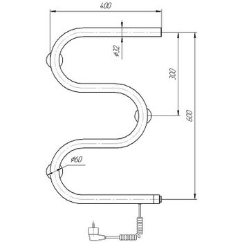 Электрический полотенцесушитель Domoterm М-образный DMT 107-32 60x40 EK R Хром — фото 2, Электрические полотенцесушители
