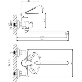 Смеситель для ванны Rush Denis DN0335-51 универсальный Хром — фото 2, Смеситель для ванны