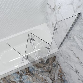 Шторка на ванну Radomir Смайл 116x140 1-08-2-0-0-199 профиль Хром стекло прозрачное — фото 4, Складные шторки для ванной