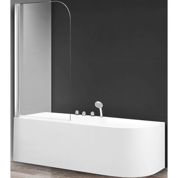 Шторка на ванну AQUAme 80 AQM2851 профиль Хром стекло прозрачное — фото 1, Шторки для ванной распашные