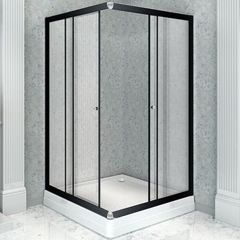 Душевой уголок Radomir Дрим 100x100 1-03-6-0-0-1190 профиль Черный стекло прозрачное — фото 1, Квадратные душевые уголки
