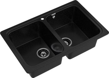 Товар: GRANFEST Мойка STANDART 780K 2 чаши 780*510мм черный арт.GF- - фото 1 GRANFEST Мойка STANDART 780K 2 чаши 780*510мм черный арт.GF- — фото 1, Кухонные мойки