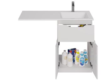 Тумба Vega, 60 см, напольная, 1 ящик, 2 дверцы, белый глянец — фото 16, Тумбы под раковину