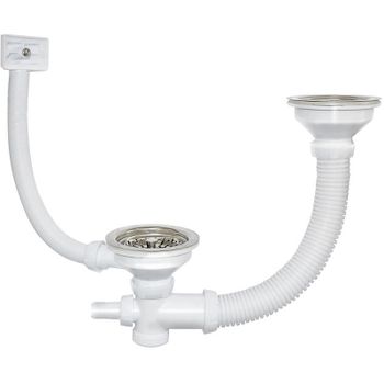 Выпуск для мойки Iddis 021UPS0i84 для двойной чаши Хром — фото 1, Донные клапаны