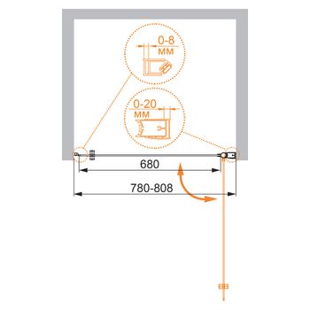 Душевая дверь CEZARES ELENA-W-B-1-80-C-Cr — фото 3, Душевые двери в нишу