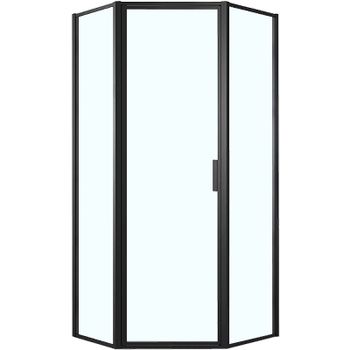 Душевой уголок Azario Richmond 100х100 L AZ-NAG3231 1000 Black профиль Черный стекло прозрачное — фото 1, Душевые уголки трапеция