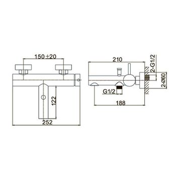 Смеситель для ванны Caprigo Don 53-011-BRG Золото матовое — фото 2, Смеситель для ванны