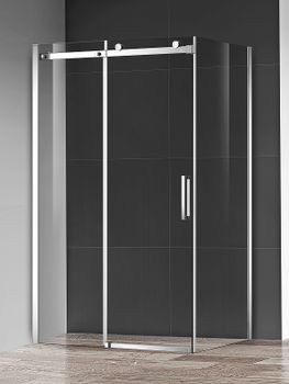 Душевая дверь AQUAme 100 AQM4201F-10 профиль Хром стекло прозрачное — фото 5, Раздвижные душевые двери