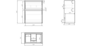Тумба SLIM, 55 см, подвесная/напольная, 2 ящика, белый глянец — фото 3, Тумбы под раковину